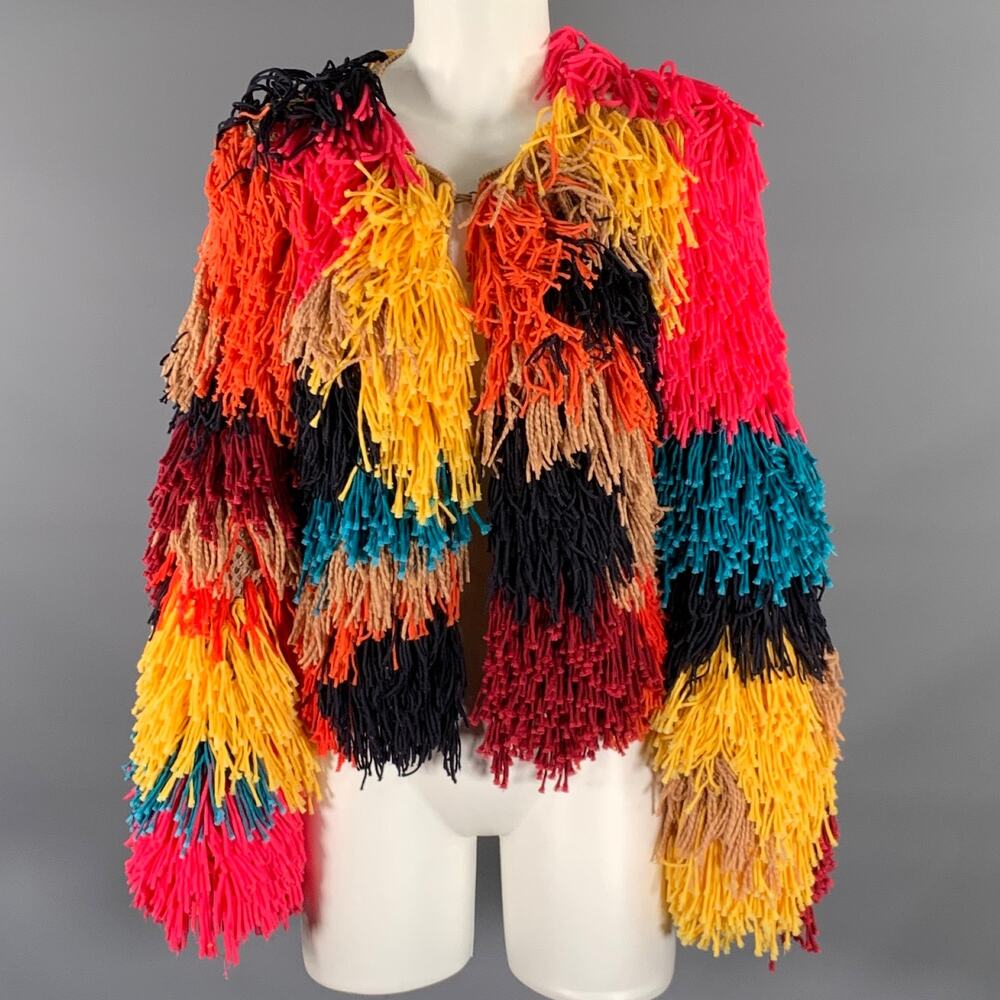 ALICE + OLIVIA Size S Multi-Color Polyester Fringe Jacket